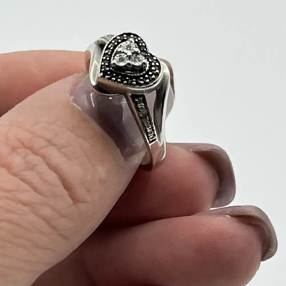 Sterling Silver Size 7 Elevated Heart Ring 925 Vintage